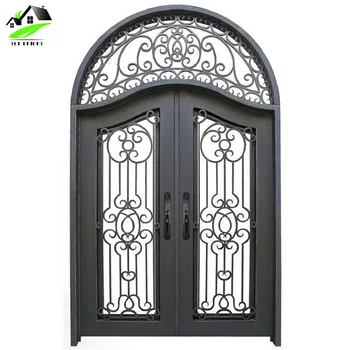 Mejor Venta Lowes Doble De Hierro Forjado De Entrada De Vidrio Puertas