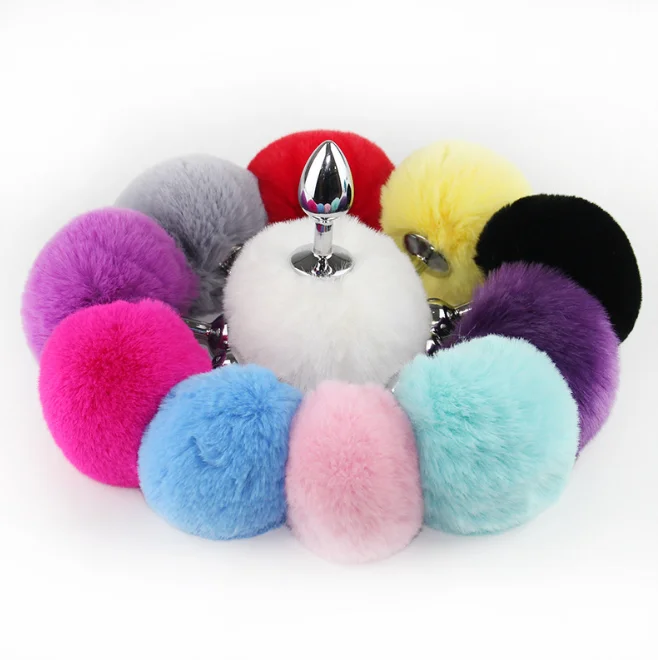 Anal Toys Multi Color Bunny Tail Metal Anal Plug Rabbit