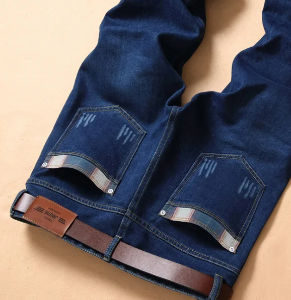 

Winter and autumn new trend fashion loose young style keep warm man jeans, Blue/black