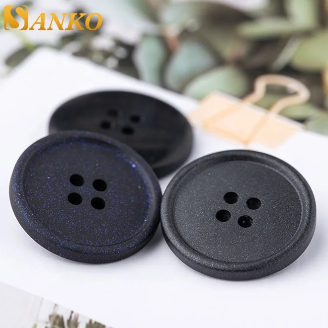 

Custom shiny color 4-holes resin button black sewing buttons for shirt, Customized