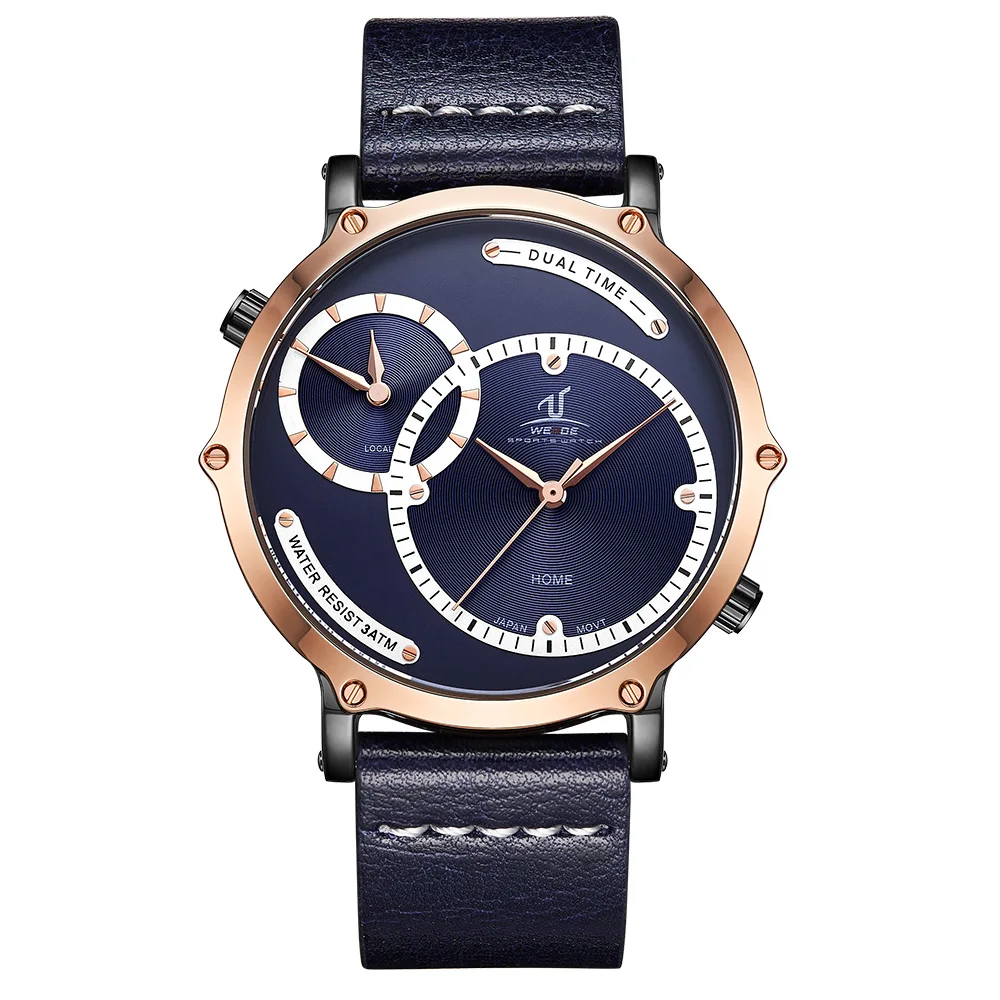 

WEIDE Luxury Wrist Watches Leather Strap 3 ATM Waterproof Fashion Quartz Watches Men