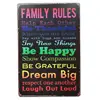 Family Rules Be Happy Decor Metal Nostalgia Tin Poster Pin up Girl Cafe Bar Home Wall Garage Christmas Vintage Art Custom
