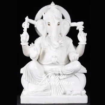 Religious Decoration White Stone Carving Ganesh Statue - Buy Stone ...