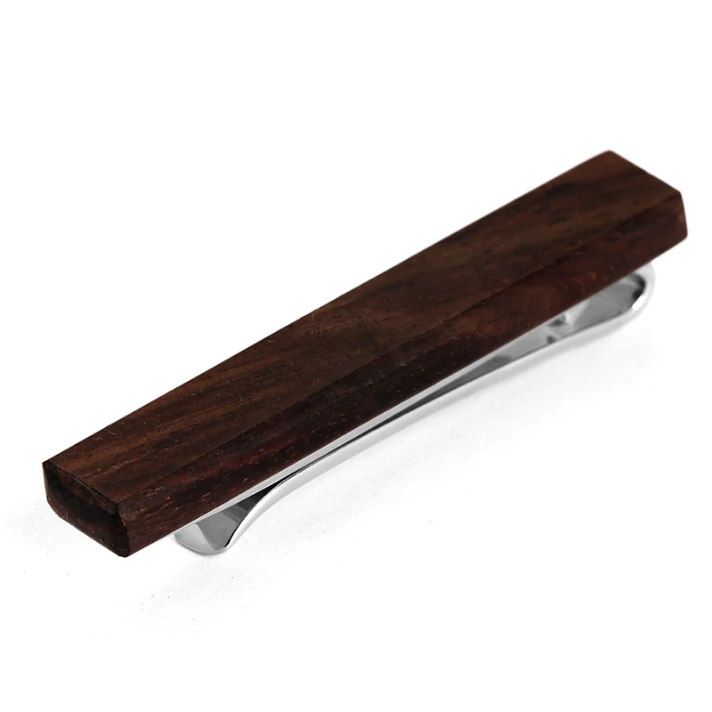 

High Quality Dark Wood Color Tie Bars Wooden Tie Clip, As picture show