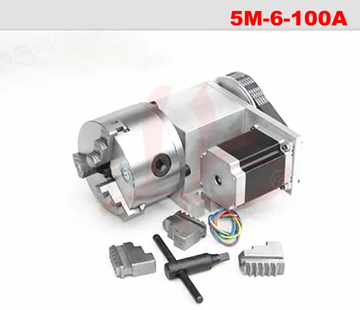 Rotary Table Rotational Axis Hollow Shaft 4th Axis A Axis 4Jaw 100mm Chuck CNC 