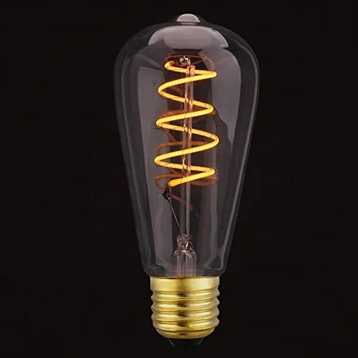 Best Selling Wholesale Vintage 4W 6W 8W LED Led Curved Filament Bulb St64