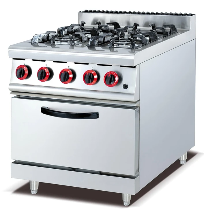 Commercial Cooking Equipment 4 Gas Burners Free Standing Gas Cooker With Oven For Claypot Rice