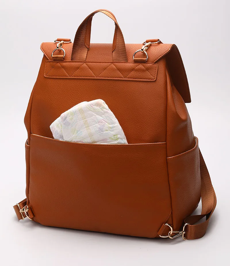
factory price faux leather diaper bag backpack wholesales diaper backpack nappy bag with insulated pouch and clutch bag 