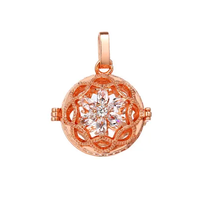 

Rose Gold Plated CZ Flower Shape Hollow Locket Aroma Therapy Diffuser Necklace Essential Oil Jewelry, White gold, rose gold