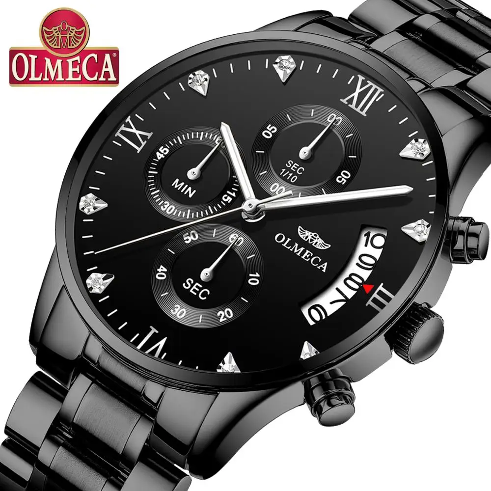 

OLMECA Men Watch Luxury Quartz Wrist Watch Luminous Hands Clock Chronograph Ralogio Masculino Watches