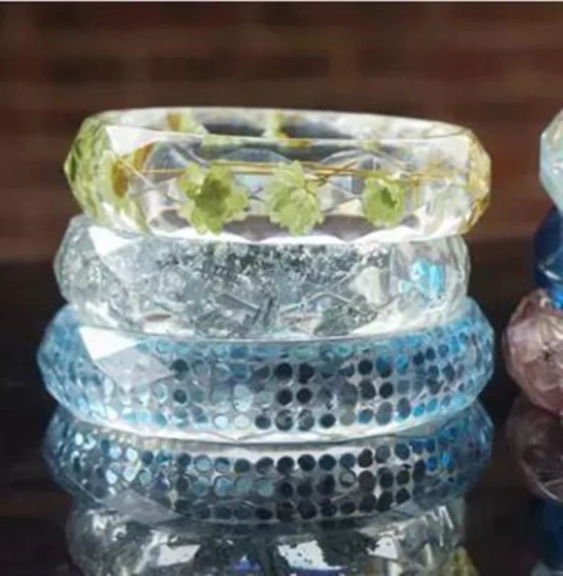 

WIIPU Clear Crystal Big Round Circle Accessories Molds Transparent Wide Bangle Silicone Molds