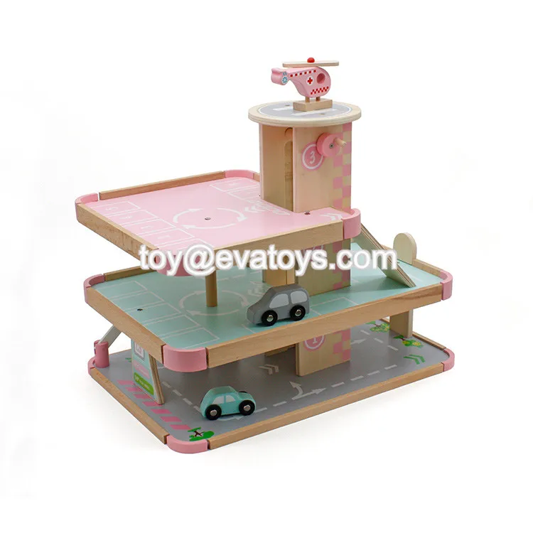 pink wooden car garage