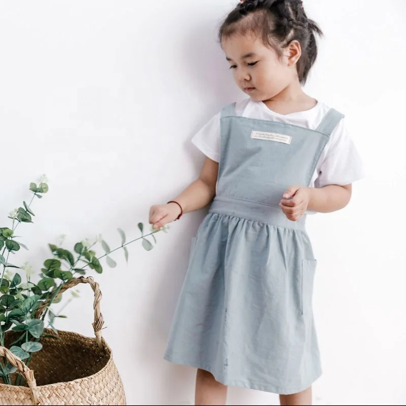 

Wholesale Custom Linen Cotton Garden Kids Apron With Pockets
