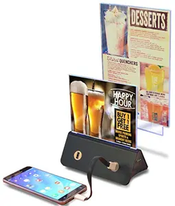 Shengyi Power Bank Table Tent Menu Stand Phone Charging Station For Restaurant