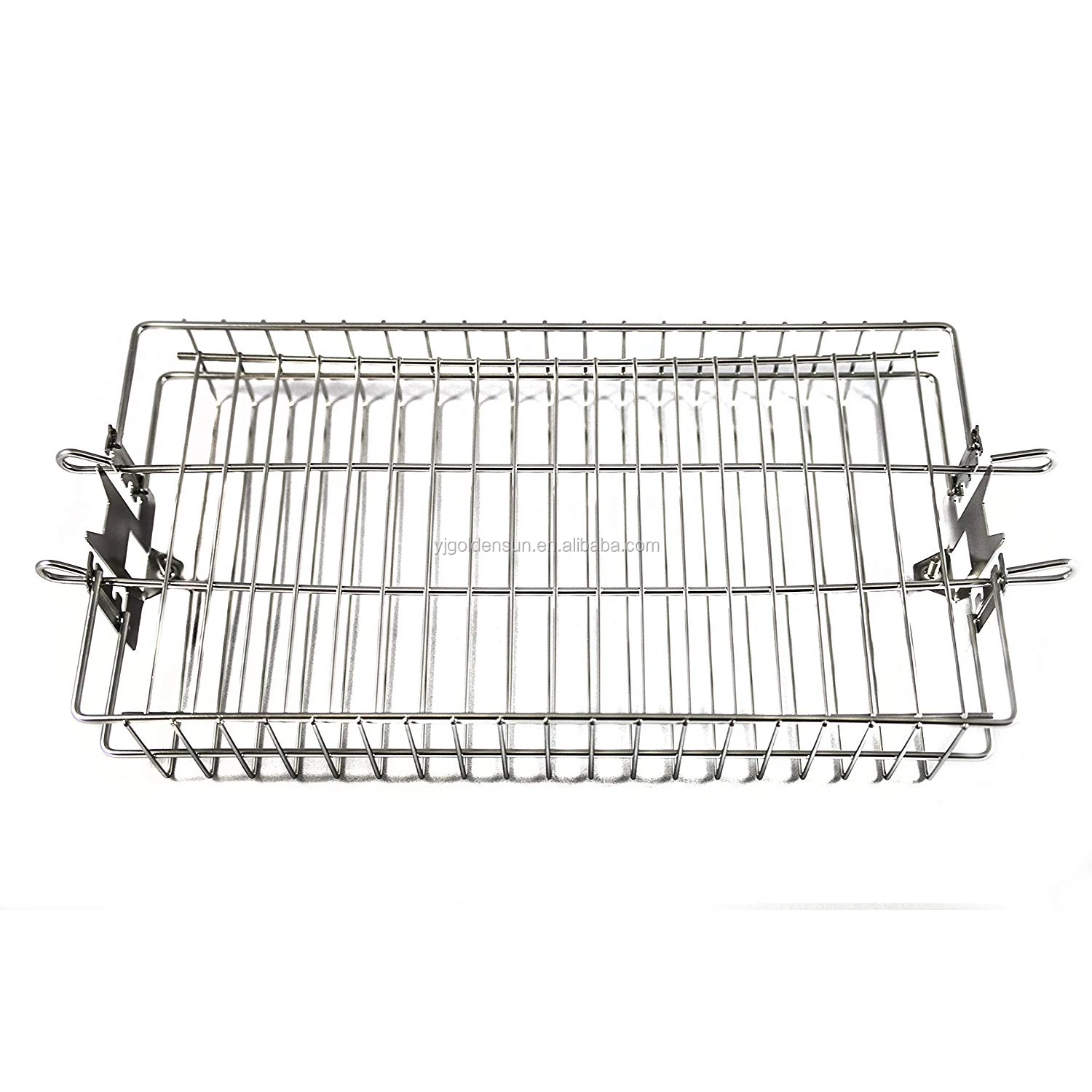 Stainless Steel Flat Spit Rotisserie Bbq Grill Basket Barbecue