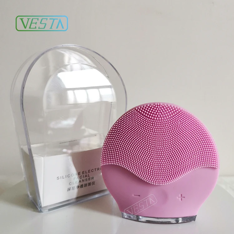 

Vesta Silicone Facial Cleansing Waterproof Facial Cleanser Brush Electric Private Label Portable Facial Cleansing Brush Electric