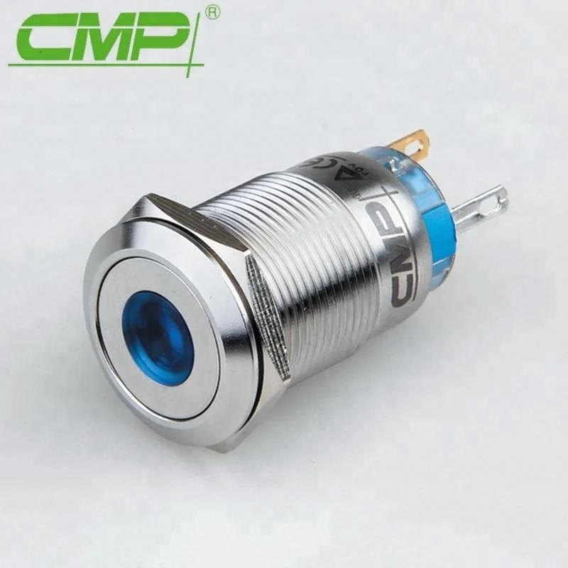 Cmp 19mm Led Push Button Switch Green Led Stainless Steel Metal 12v 24v ...