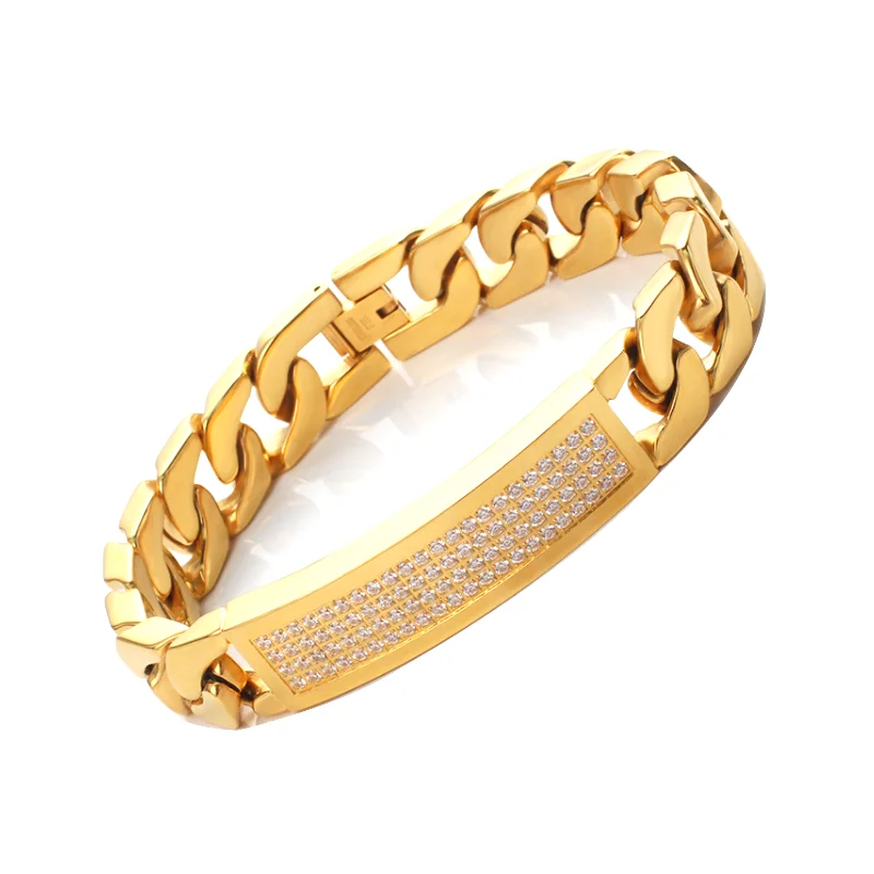 Source JS-016 New Gold Bracelet Designs Mens Gold Plated Homme