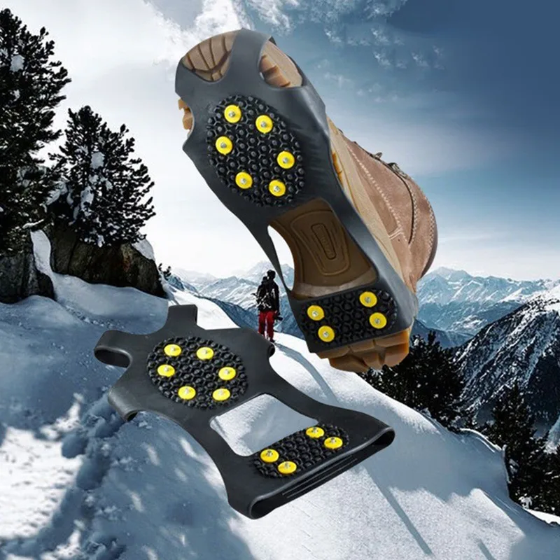 Universal Ice Cleats Snow Shoe Spiked Grips Crampons Winter Climbing