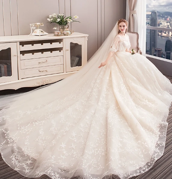 

2019 romantic french style exquisite wedding dress bridal gown
