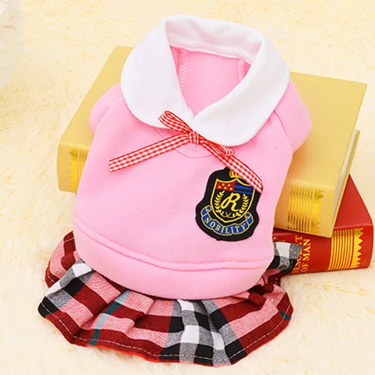 

School Fashion Pet T-Shirt Small Dog Cat Vest Clothes Puppy Costumes for Chihuahua Yorkshire Terrier, Pink/grey