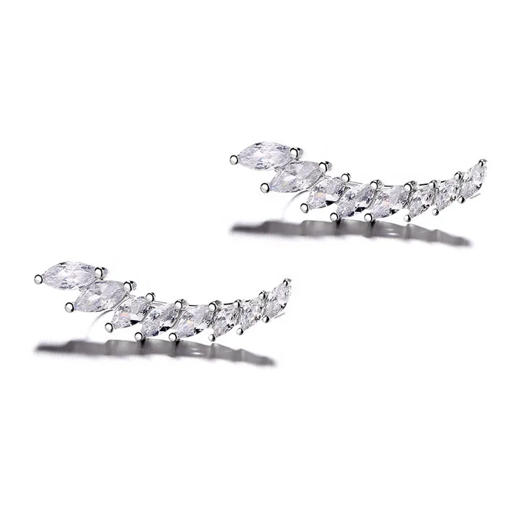 

Fine Jewelry 925 Sterling Silver Ear Clip cz Earrings