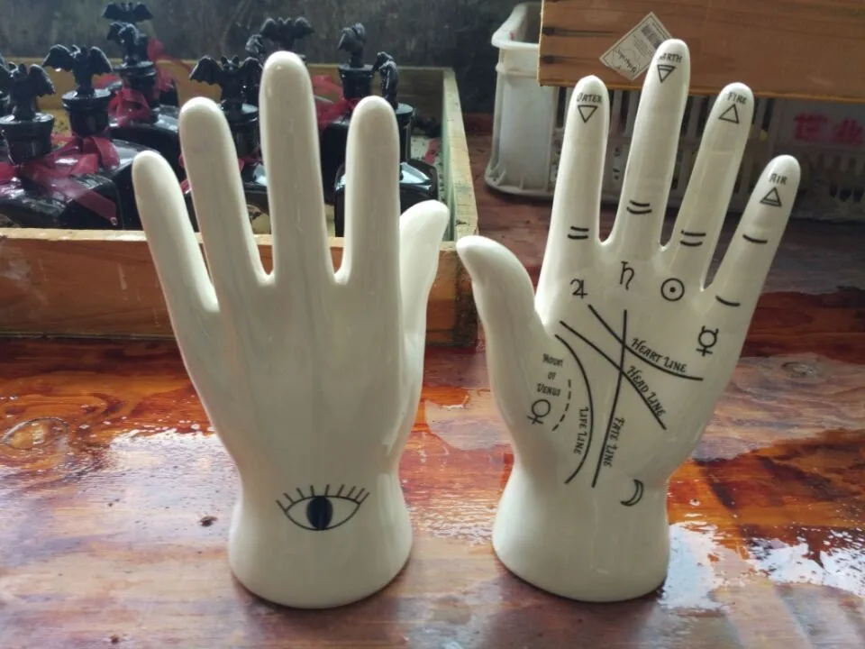 White Ceramic Palmistry Hand Ornament