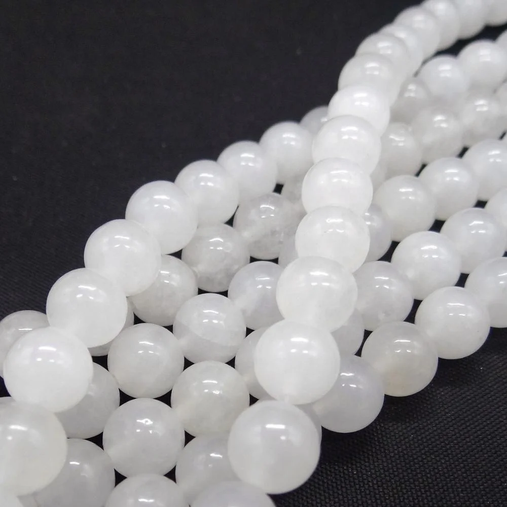 

Natural Smooth Milky White Jade Gemstone Loose Beads For Jewelry Making DIY Handmade Crafts 4mm 6mm 8mm 10mm 12mm 14mm