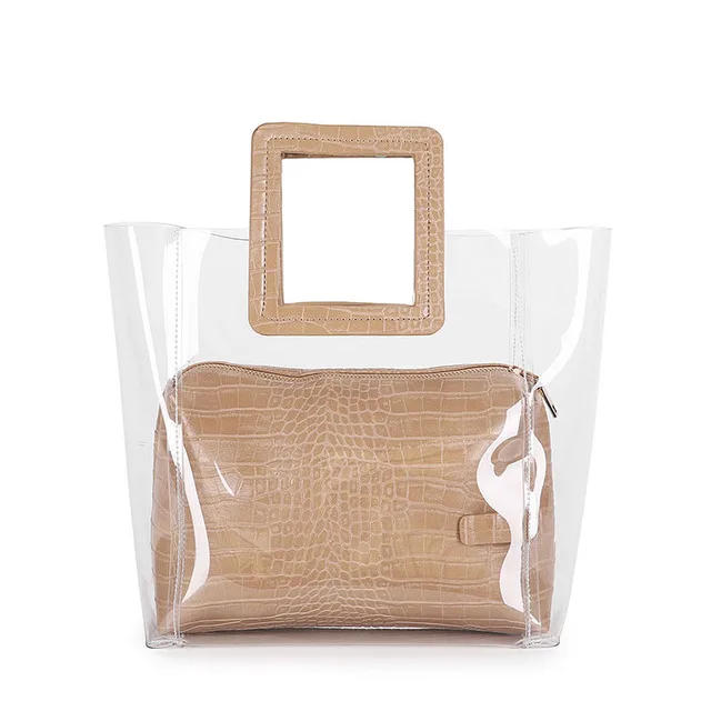 

2022 Satchel Handbag Women Clear Jelly Transparent PVC Bag Candy Color Tote Designer Purses Crossbody Bag Women, Black,white,brown,beige
