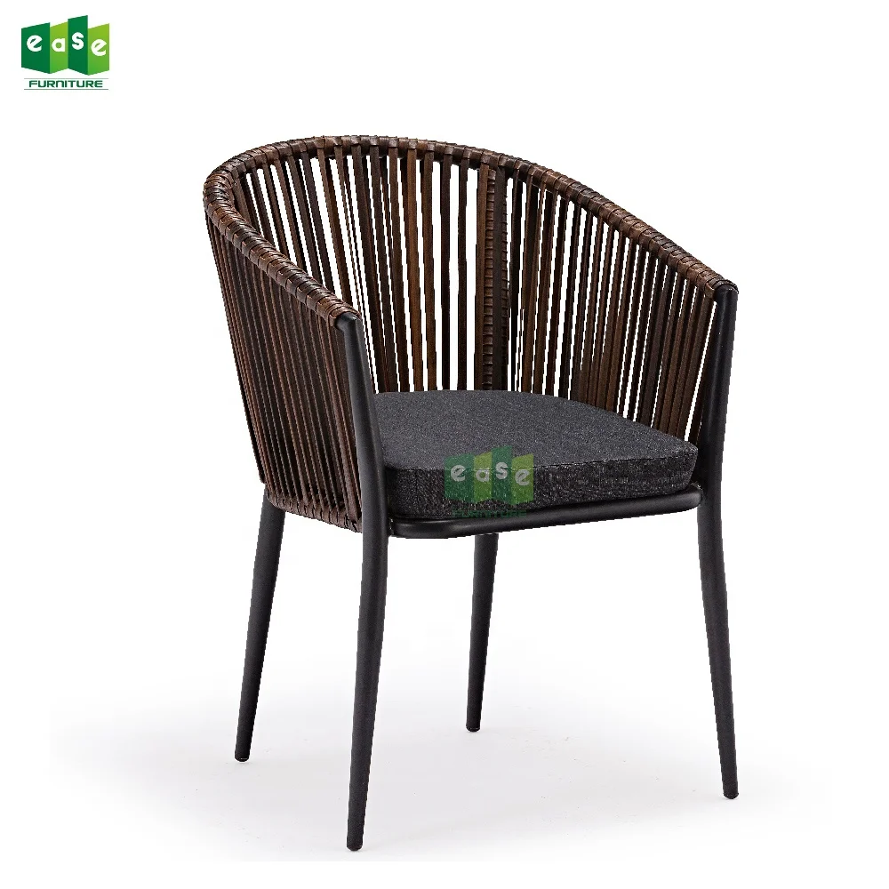 Outdoor Wicker Chair Metal Antique Armchair With Waterproof Cushion