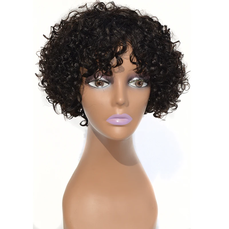 

Good Performance Wigs 130% Density Brazilian Remy Hair Machine Made Short Natural Color Curly Human Hair Wigs For Black Women, N/a
