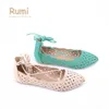 Hollow cut pinkycolor with long shoelaces flat lady shoes