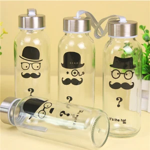 Image of Personalised Custom Water Bottle Stainless Steel Lid Glass Bottle With Silicone Sleeve