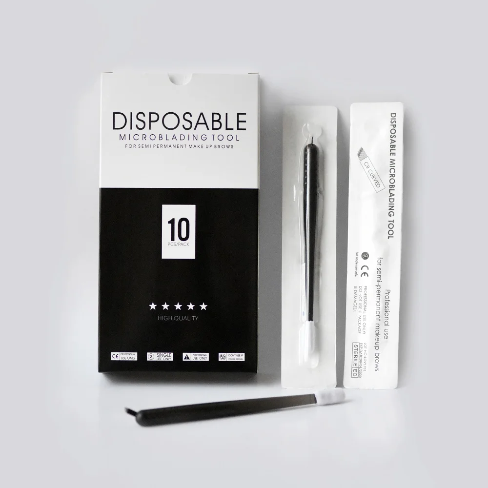 

C style Blades Holder- Disposable holder Microblading Tools Permanent Make Up Eyebrow Tattoo Hair Stroke Microblading Supplies, White/black