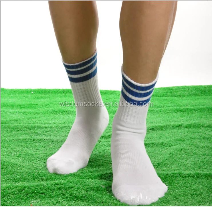 

Hot selling two stripe quick dry crew sport men white athletic socks, Grey;black;white;khaki;blue