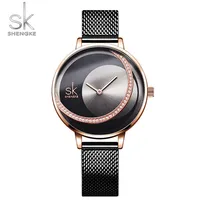 

SK0088L Shengke Beautiful Rhinestone Women Wristwatch Stainless Steel And Leather Two Strap Quartz SK Ladies Wrist Watches