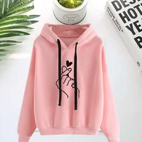 

Women Fashion Long Sleeve Solid Color Printed Sweater Hoodies Hooded Pullover Sweatshirts