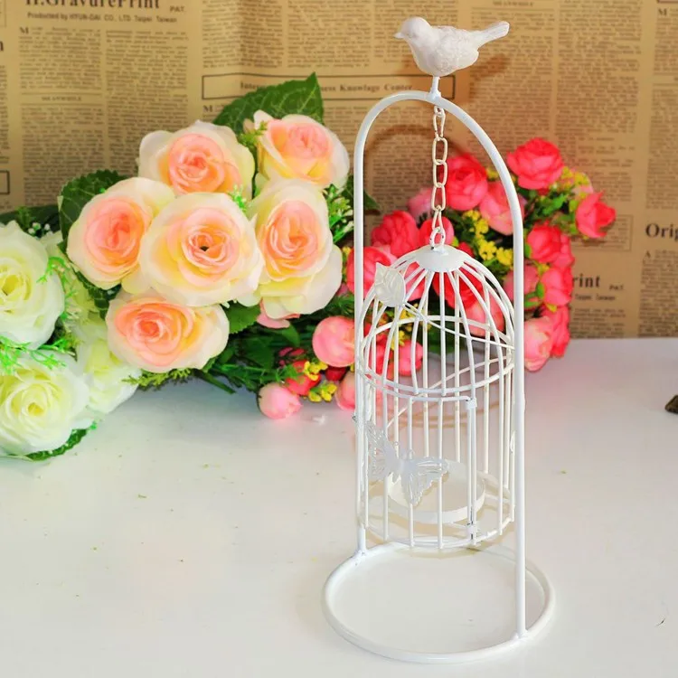 Resina de aves jaula continental hierro candelabro vela regalos ...