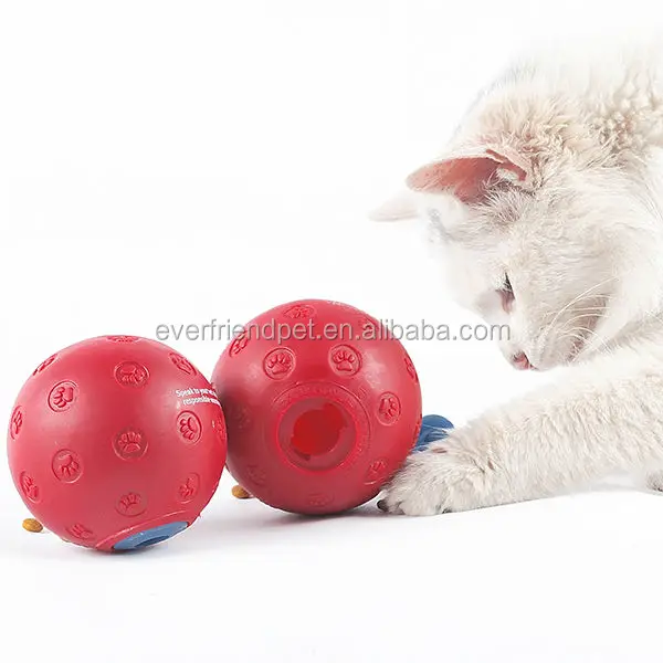 Dog Ball 7 5cm Red Cat Feeder Ball With Solid Food In Hole Funny