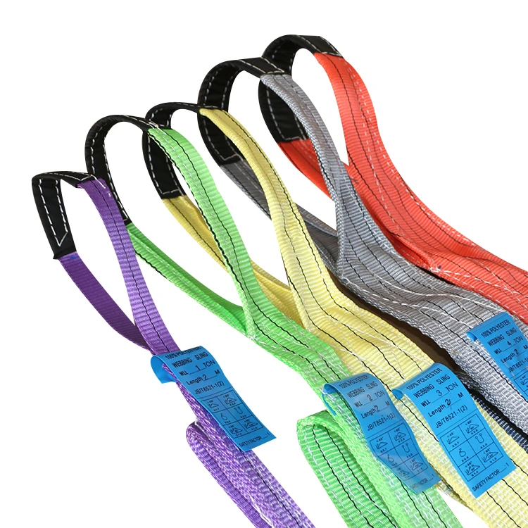 6 Meter 100m Safe Double Eyes Polyester Color Code Webbing Sling Hoist