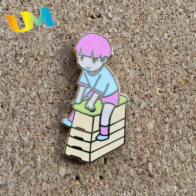 
Custom hard enamel lapel pin die casting enamel pin with metal post 