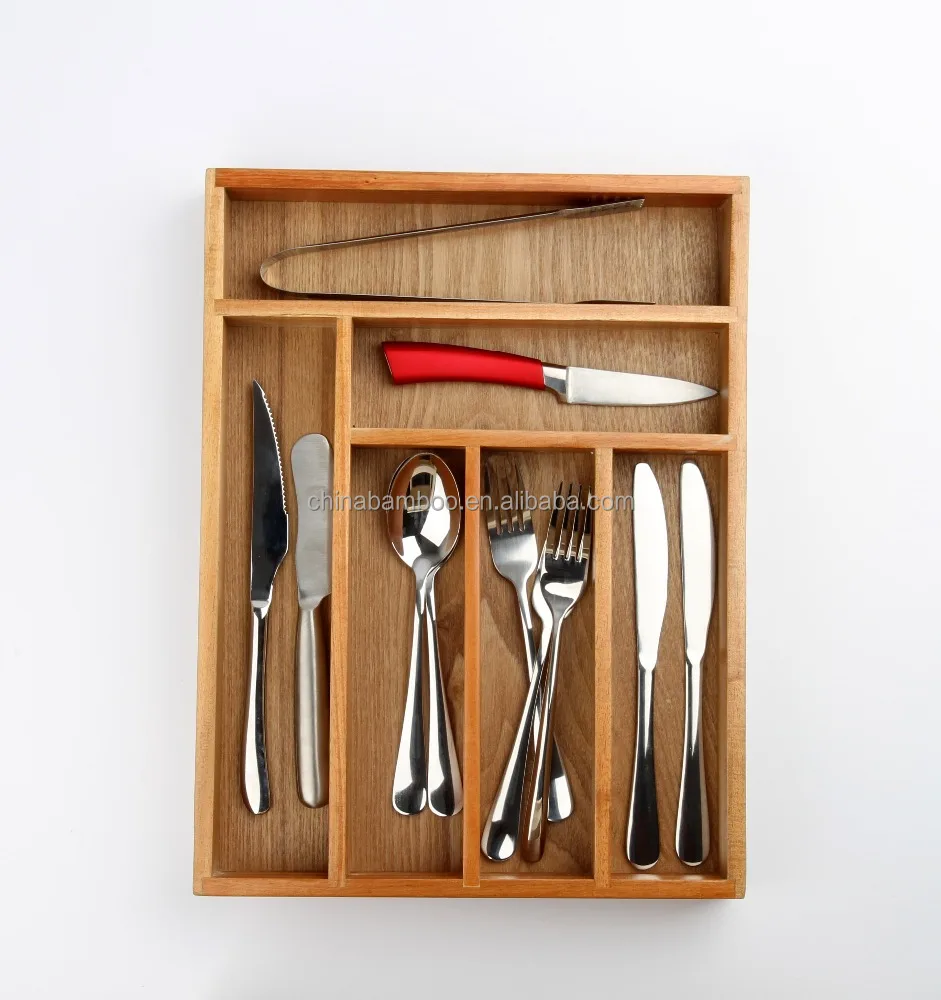 Keuken verstelbare verbruiks bamboe lade organizer, keuken houten ... Afstand kledingkast bed