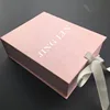 Luxury high end white decoration folding lid hinged base with extend flap magnetic closure paper gift ribbon box with sponge lid