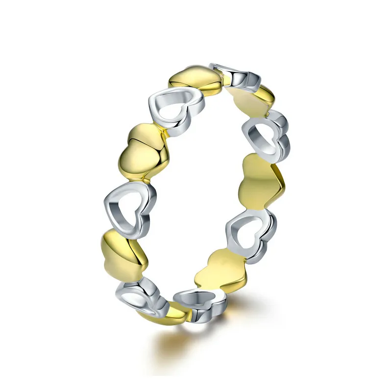 

SCR317 High Quality 100% 925 Sterling Silver Stackable Gold Heart Engrave Finger Rings for Women Sterling Silver Jewelry, N/a