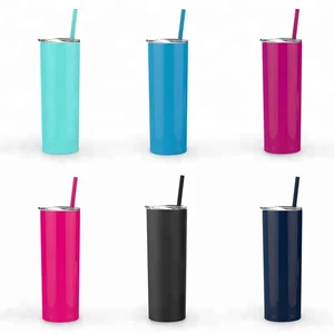 Image of Hot selling mug 20oz double wall vacuum insulated skinny stainless steel tumbler wholesale with straw and lid