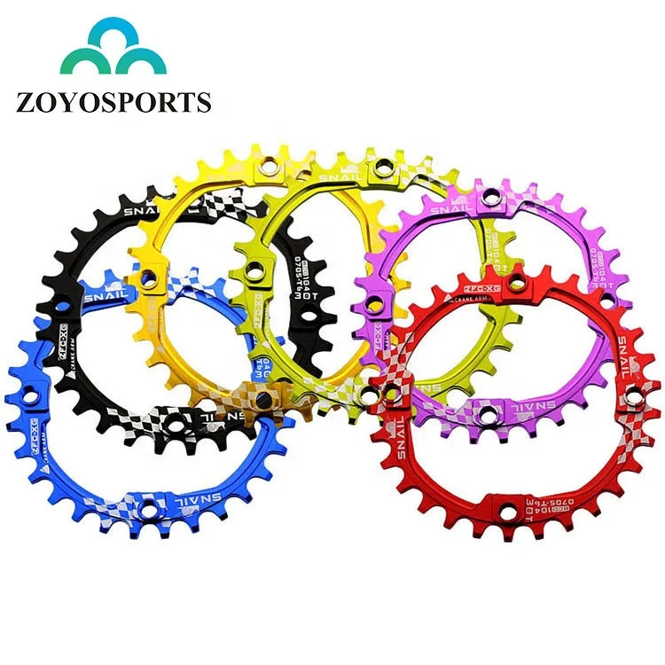 

96/104BCD Bicycle Crank Oval Round 30T 32T 34T 36T 38T 40T 42T 44T 46T 48T 50T 52T Narrow Wide Chain Wheel MTB Bike Chain Ring, Black,red,blue,gold,purple or customer's request