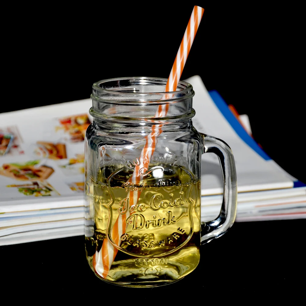 
500ml ice cold drink colored glass mason jar with straw metal lid 
