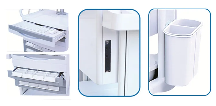 High quality ABS hospital furniture mobile Wireless nursing trolley Hybrid Narrow Cart
