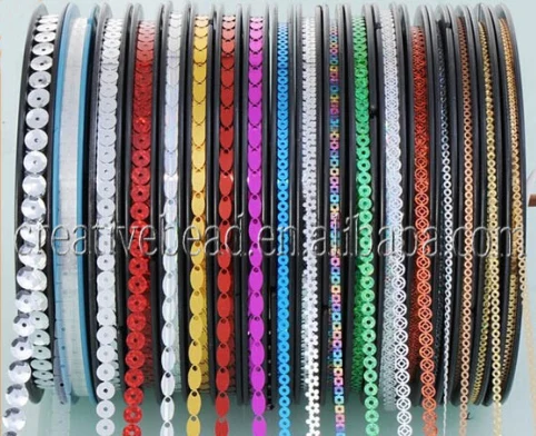 

3MM 4MM 5MM 6MM 7MM round chain CD line PET sequins/PET sequin tape for garments