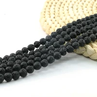 

XULIN Bracelet Jewelry Bulk Black Natural Lava Stone Rock Loose Beads round Bemstone Bead